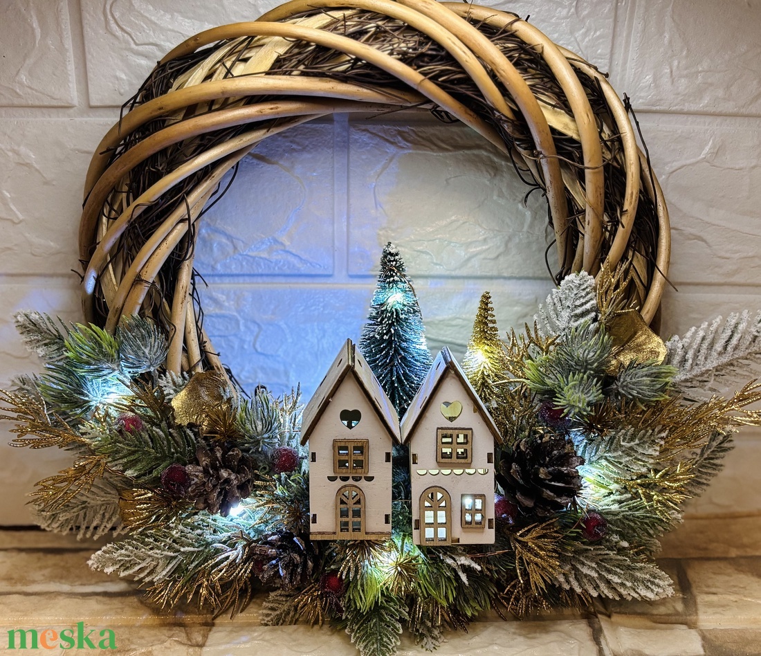 Vilgitós természetközeli ajtódísz - karácsony - adventi díszek - adventi ajtódísz - Meska.hu