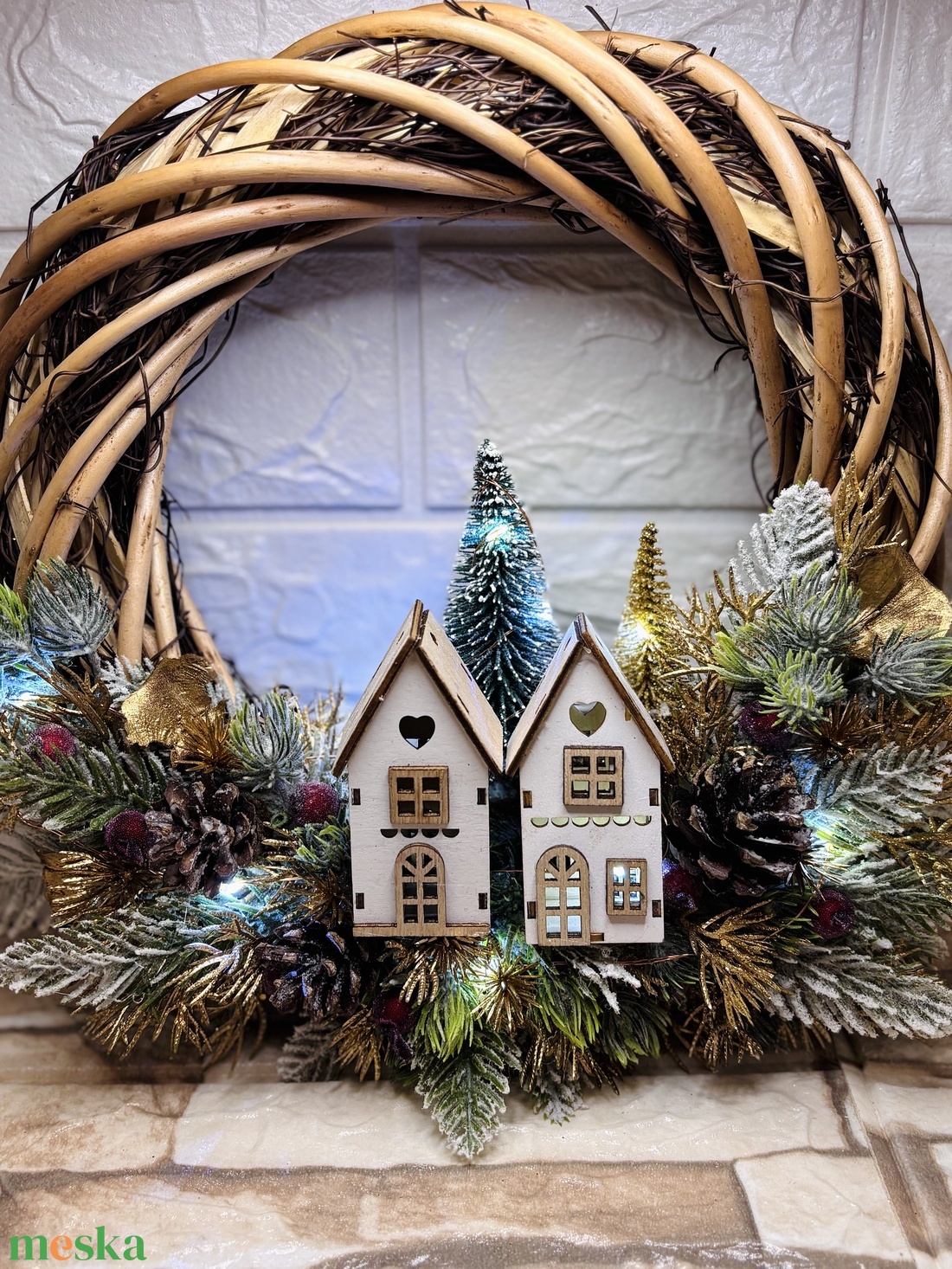 Vilgitós természetközeli ajtódísz - karácsony - adventi díszek - adventi ajtódísz - Meska.hu