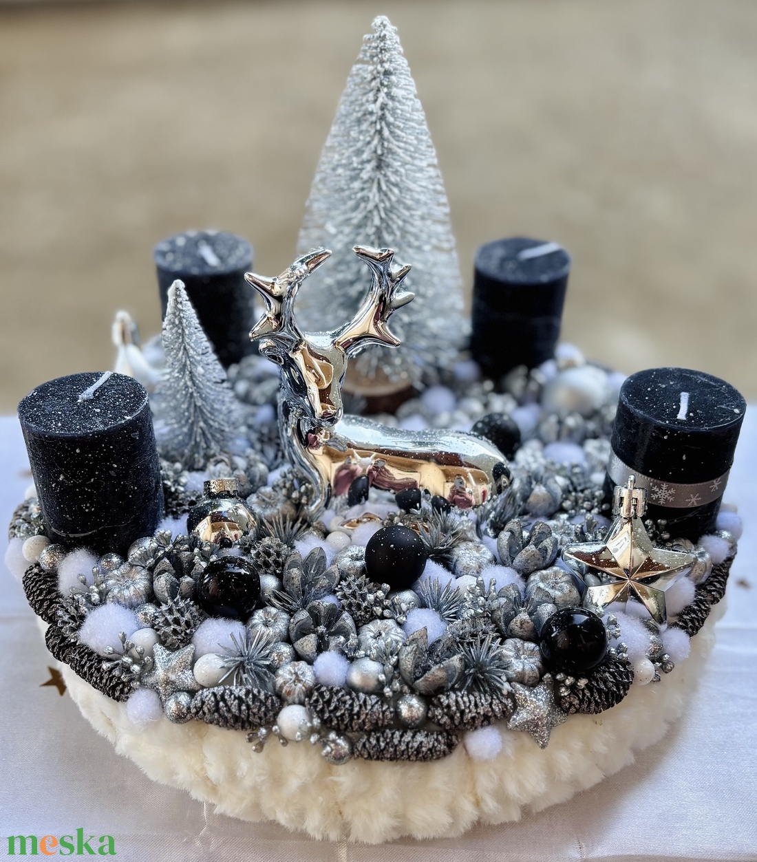 Elegáns szarvasos adventi koszorú - karácsony - adventi díszek - adventi koszorú - Meska.hu