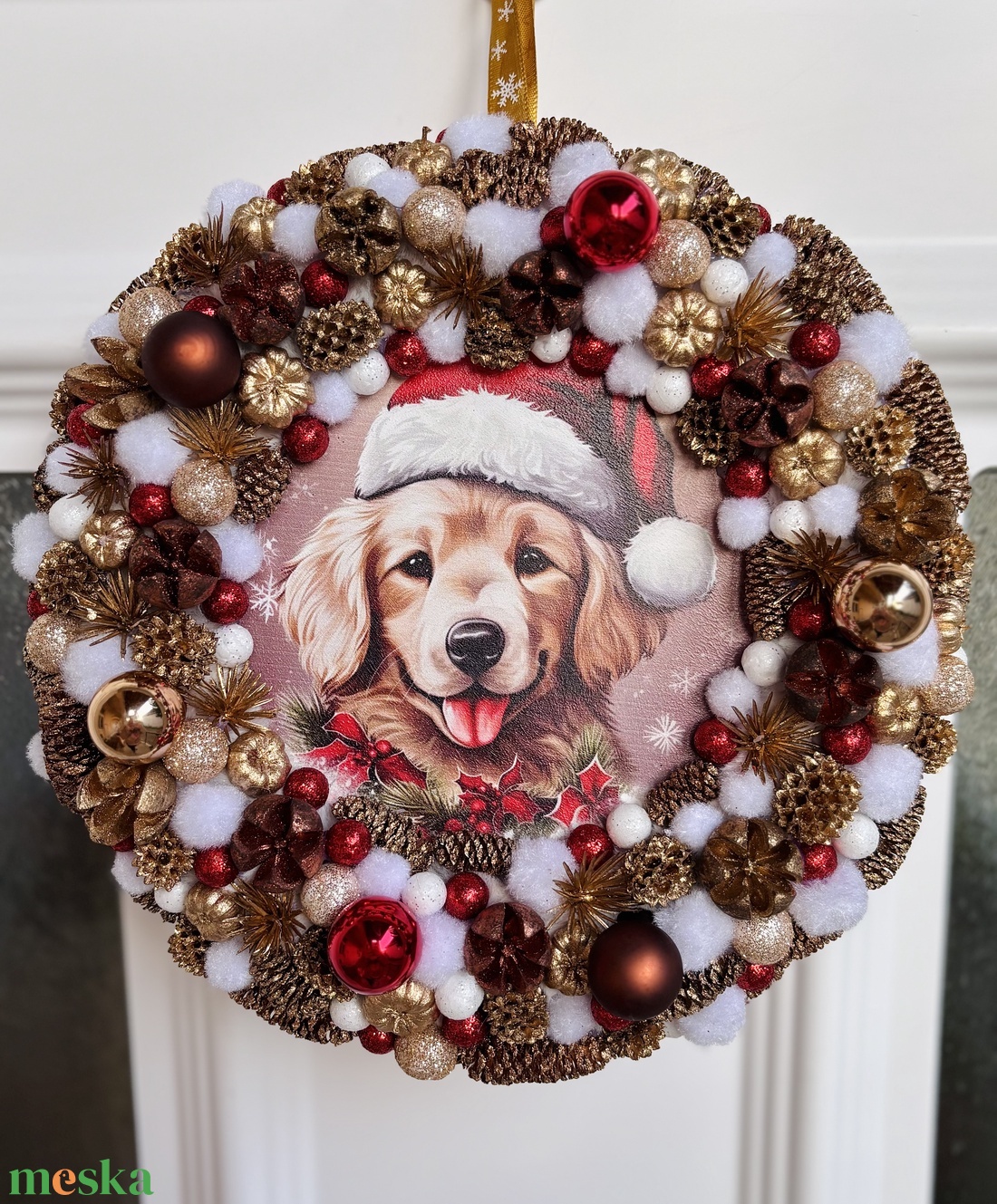 Kutyás adventi ajtódísz - karácsony - adventi díszek - adventi ajtódísz - Meska.hu