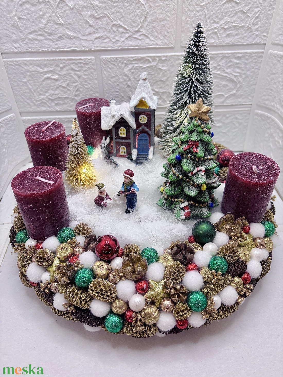 Világítós adventi koszorú - karácsony - adventi díszek - adventi asztaldísz - Meska.hu