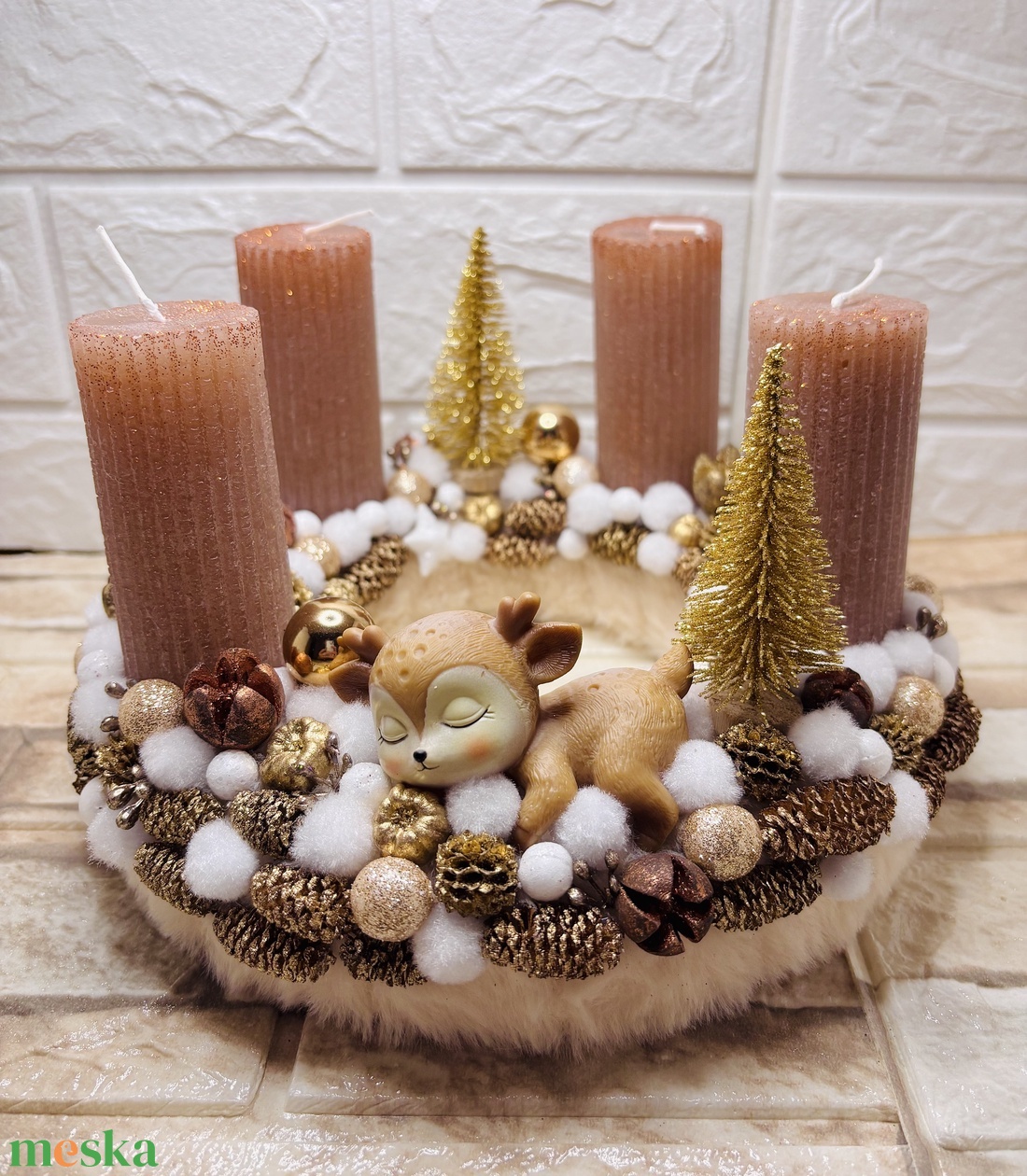 Őzikés adventi koszorú - karácsony - adventi díszek - adventi koszorú - Meska.hu
