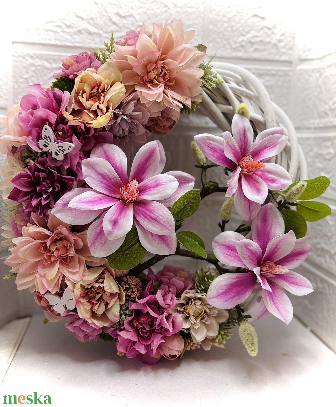 Magnóliás tavaszi ajtódísz - otthon & életmód - dekoráció - ajtó- és ablak dekoráció - ajtódísz & kopogtató - Meska.hu