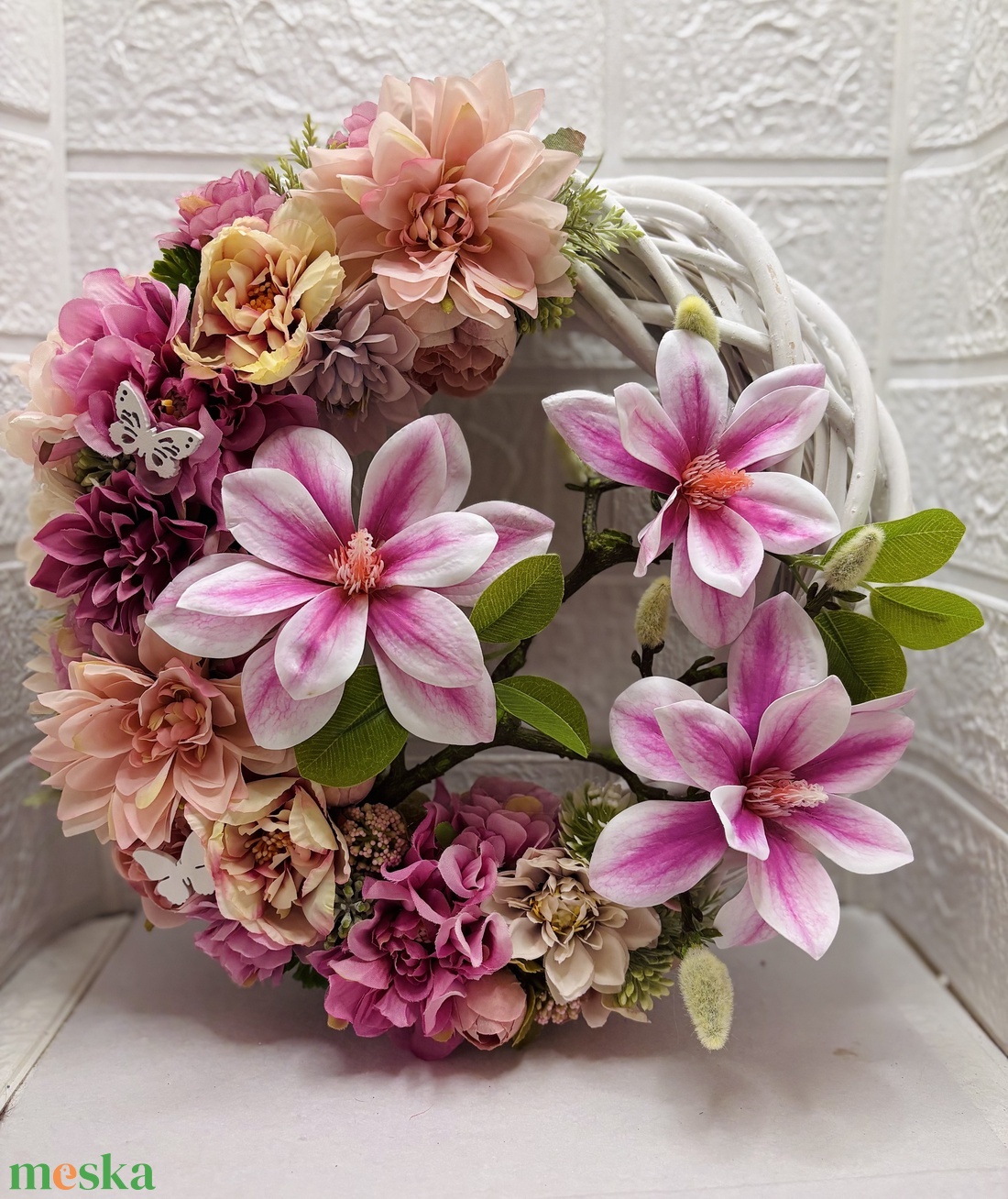 Magnóliás tavaszi ajtódísz - otthon & életmód - dekoráció - ajtó- és ablak dekoráció - ajtódísz & kopogtató - Meska.hu