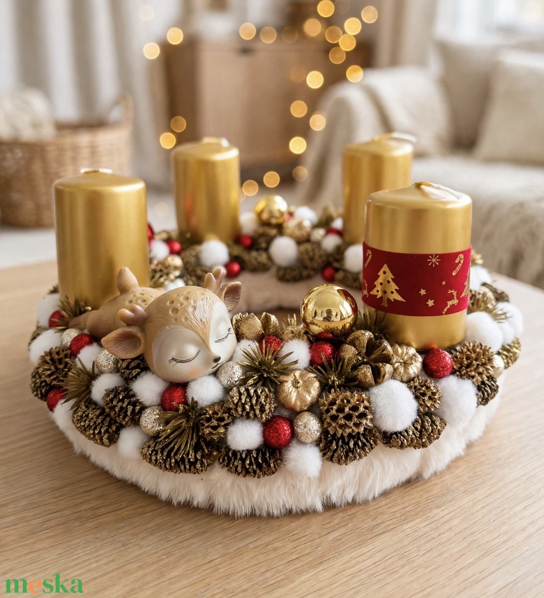 Őzikés adventi koszorú - karácsony - adventi díszek - adventi koszorú - Meska.hu