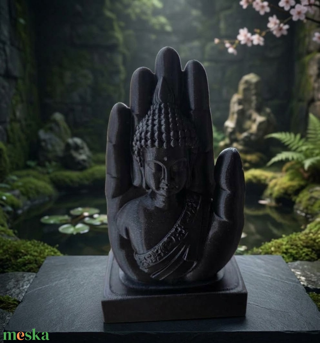 Fekete Buddha szobor kéztartásban � keleti stílusú spirituális lakásdekoráció - otthon & életmód - dekoráció - spiritualitás - mandala - Meska.hu