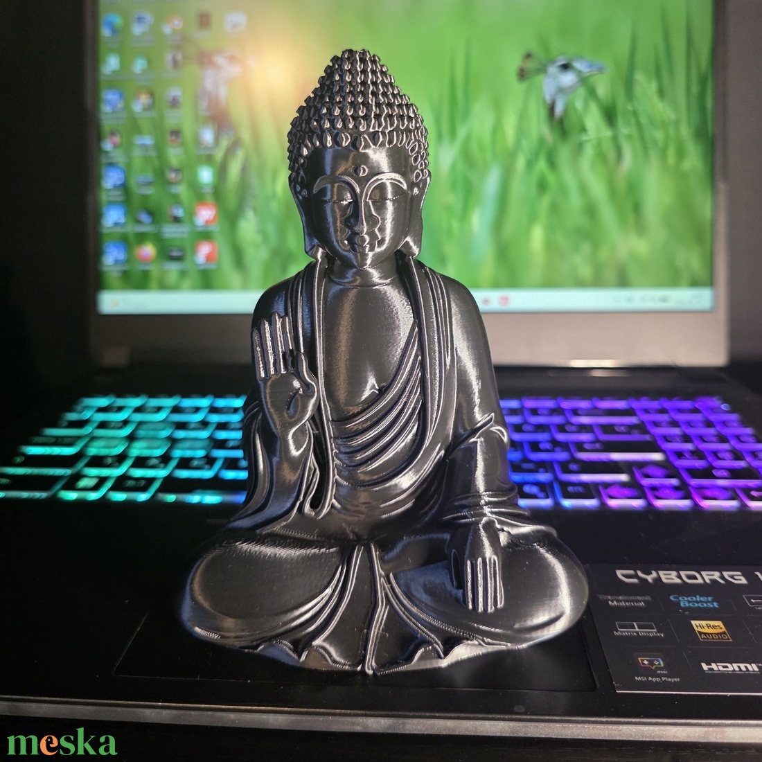 Metálfényű Buddha szobor � elegáns spirituális dekoráció a béke és harmónia jegyében - otthon & életmód - dekoráció - dekoratív figurák és szobrok - Meska.hu