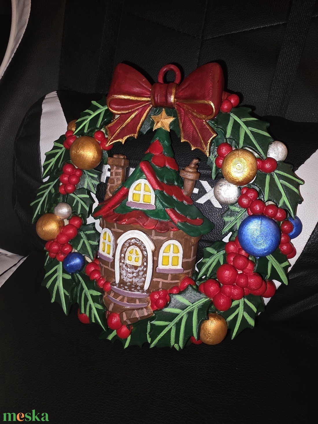 Mesebeli Karácsonyi Mézeskalácsházikó Ajtódísz - karácsony - adventi díszek - adventi ablakdekoráció - Meska.hu