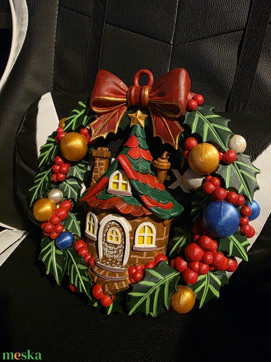 Mesebeli Karácsonyi Mézeskalácsházikó Ajtódísz - karácsony - adventi díszek - adventi ablakdekoráció - Meska.hu
