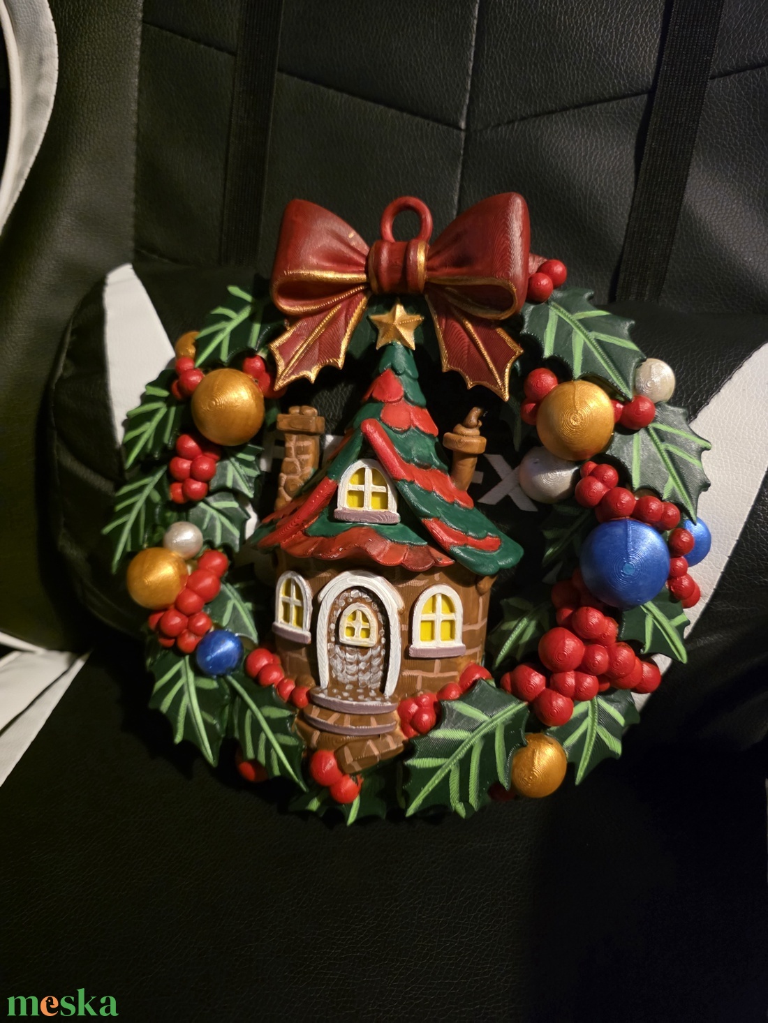 Mesebeli Karácsonyi Mézeskalácsházikó Ajtódísz - karácsony - adventi díszek - adventi ablakdekoráció - Meska.hu