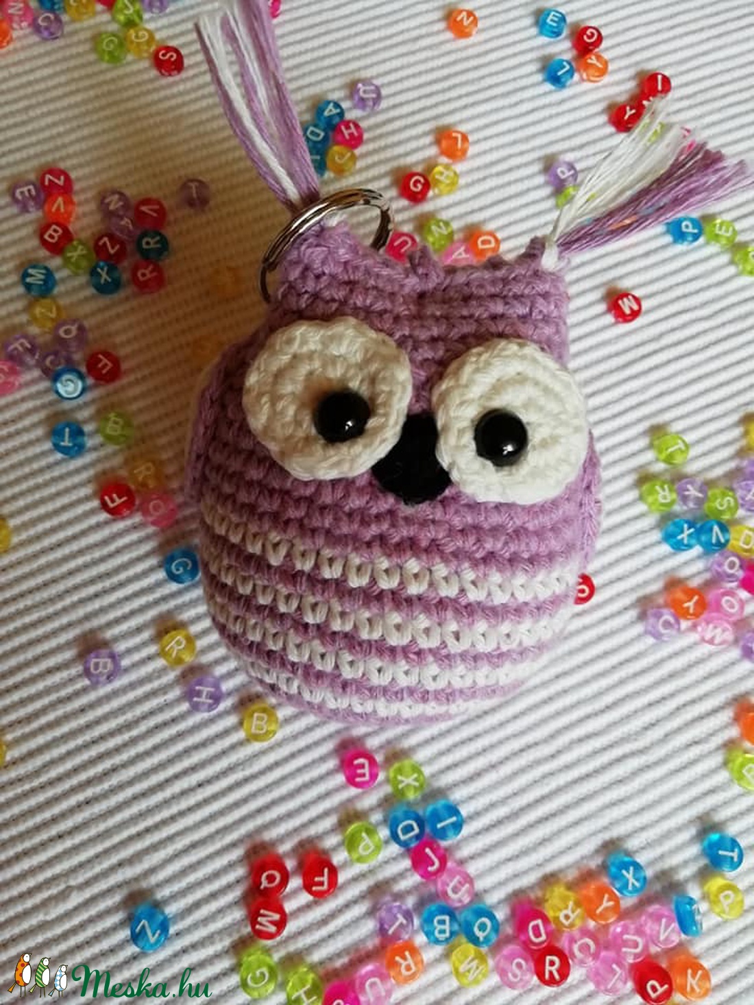 Bagoly Lilla- horgolt bagoly kulcstartó - táska & tok - kulcstartó & táskadísz - kulcstartó - Meska.hu