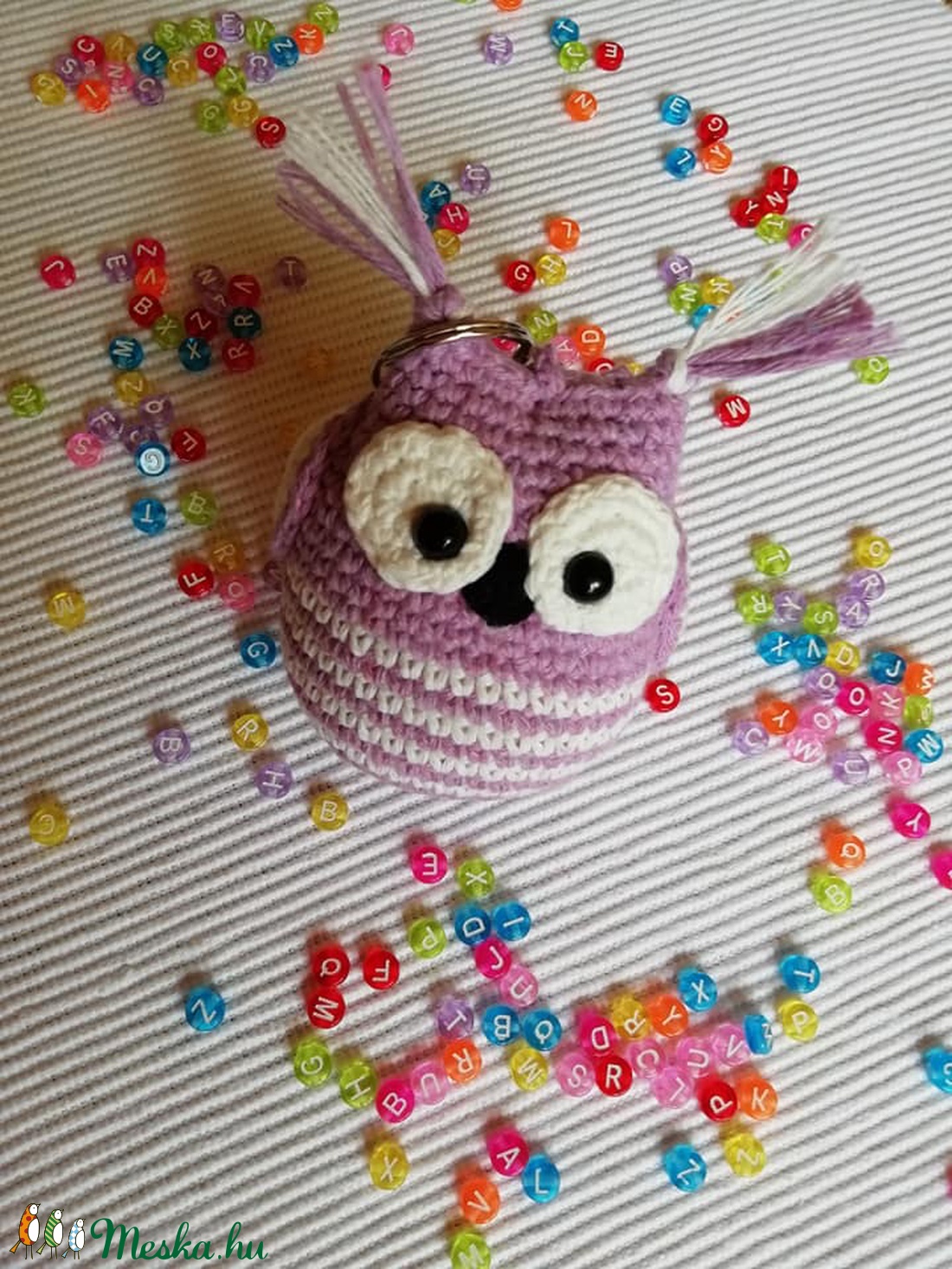 Bagoly Lilla- horgolt bagoly kulcstartó - táska & tok - kulcstartó & táskadísz - kulcstartó - Meska.hu