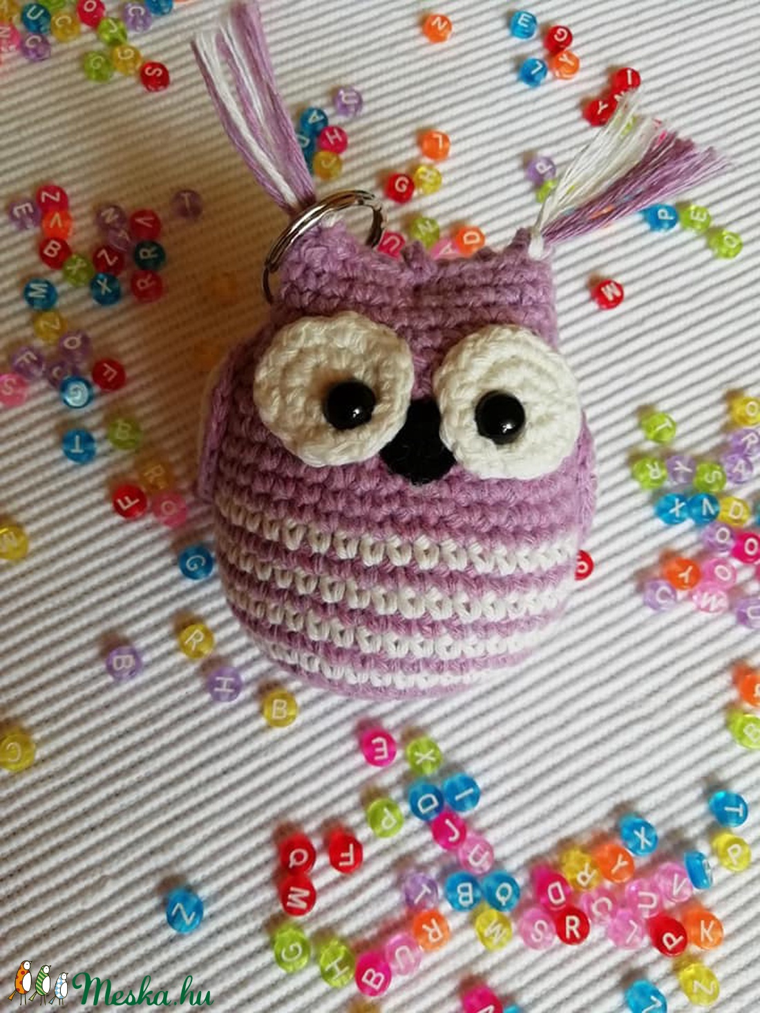 Bagoly Lilla- horgolt bagoly kulcstartó - táska & tok - kulcstartó & táskadísz - kulcstartó - Meska.hu