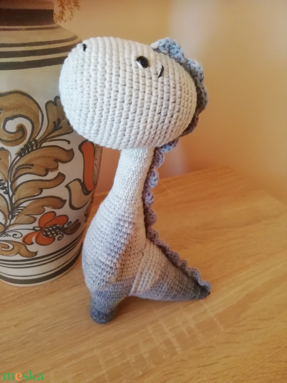 Amigurumi horgolt, szürke mintás dinó - otthon & életmód - dekoráció - dísztárgy - Meska.hu Amigurumi horgolt, szürke mintás dinó - otthon & életmód - dekoráció - dísztárgy - Meska.hu