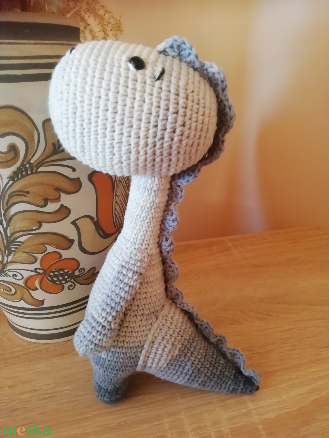 Amigurumi horgolt, szürke mintás dinó - otthon & életmód - dekoráció - dísztárgy - Meska.hu Amigurumi horgolt, szürke mintás dinó - otthon & életmód - dekoráció - dísztárgy - Meska.hu