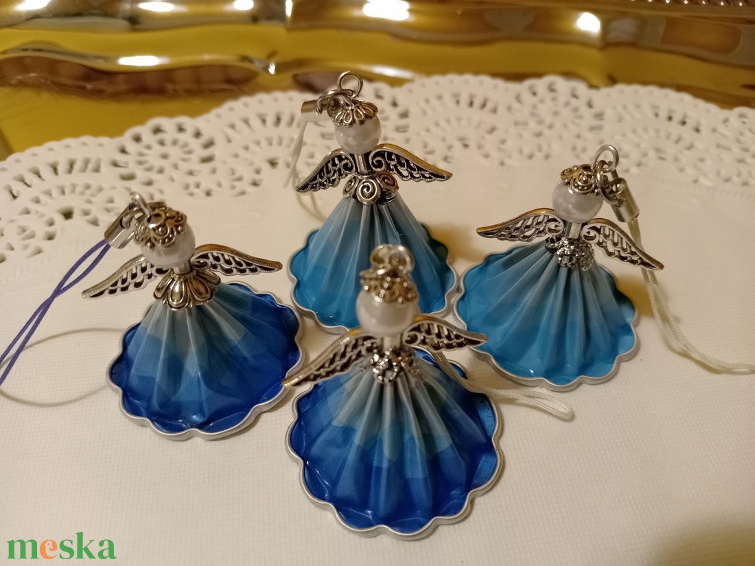 Karácsonyi angyalkák - kávékapszulából  - karácsony - karácsonyi lakásdekoráció - karácsonyi lakásdíszek - Meska.hu