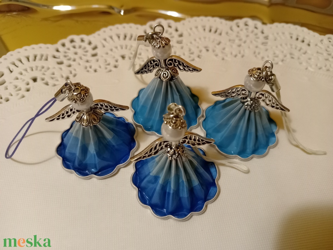 Karácsonyi angyalkák - kávékapszulából  - karácsony - karácsonyi lakásdekoráció - karácsonyi lakásdíszek - Meska.hu