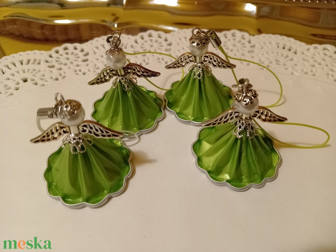 Karácsonyi angyalkák - kávékapszulából  - karácsony - karácsonyi lakásdekoráció - karácsonyi lakásdíszek - Meska.hu