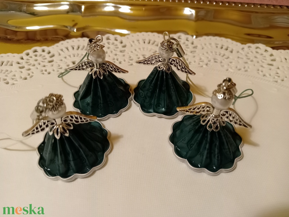 Karácsonyi angyalkák - kávékapszulából  - karácsony - karácsonyi lakásdekoráció - karácsonyi lakásdíszek - Meska.hu