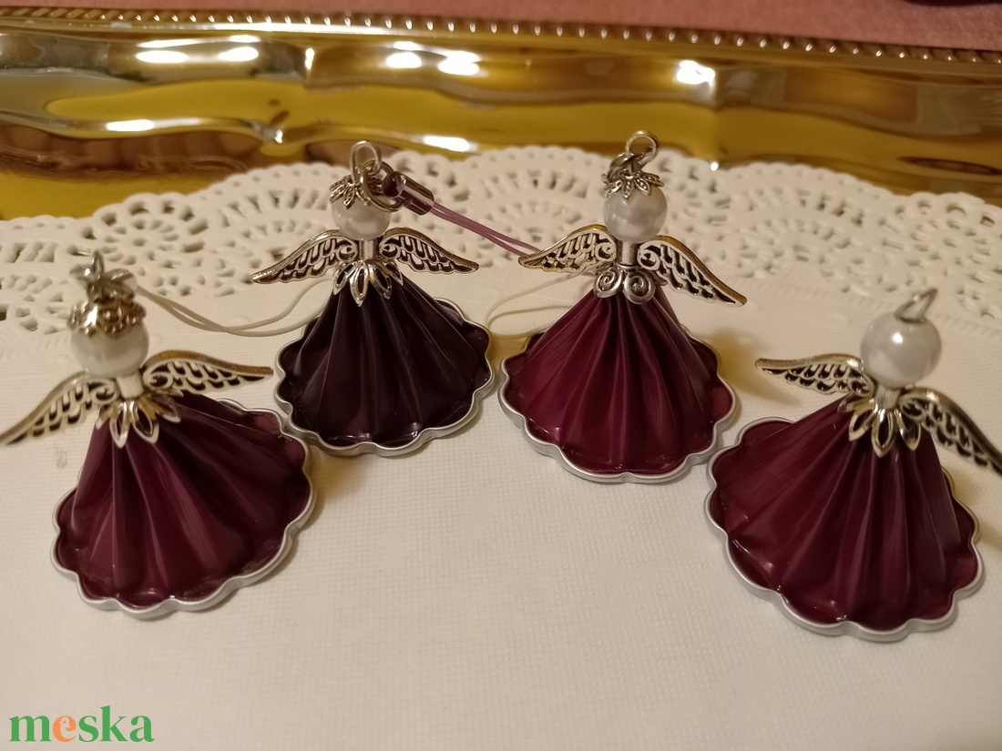 Karácsonyi angyalkák - kávékapszulából  - karácsony - karácsonyi lakásdekoráció - karácsonyi lakásdíszek - Meska.hu