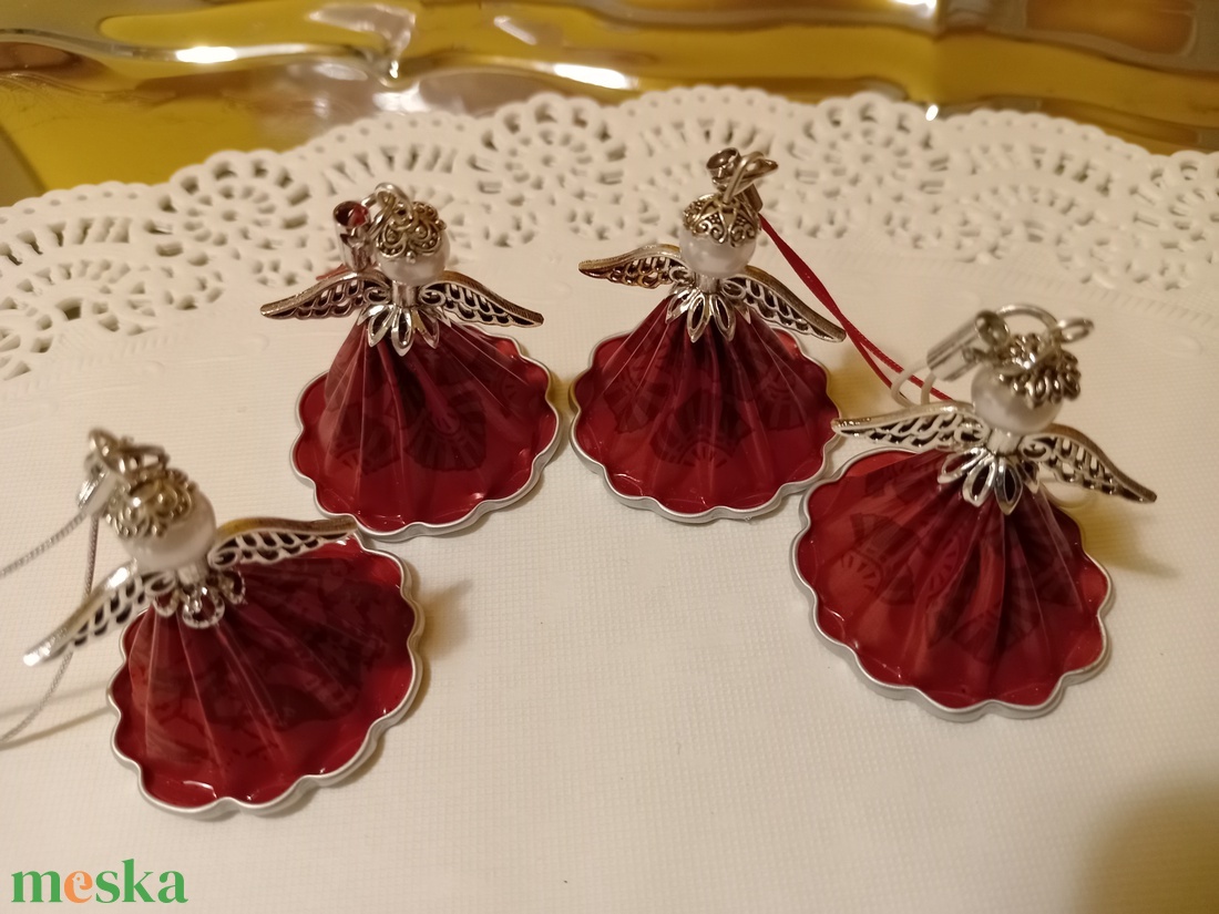 Karácsonyi angyalkák - kávékapszulából  - karácsony - karácsonyi lakásdekoráció - karácsonyi lakásdíszek - Meska.hu