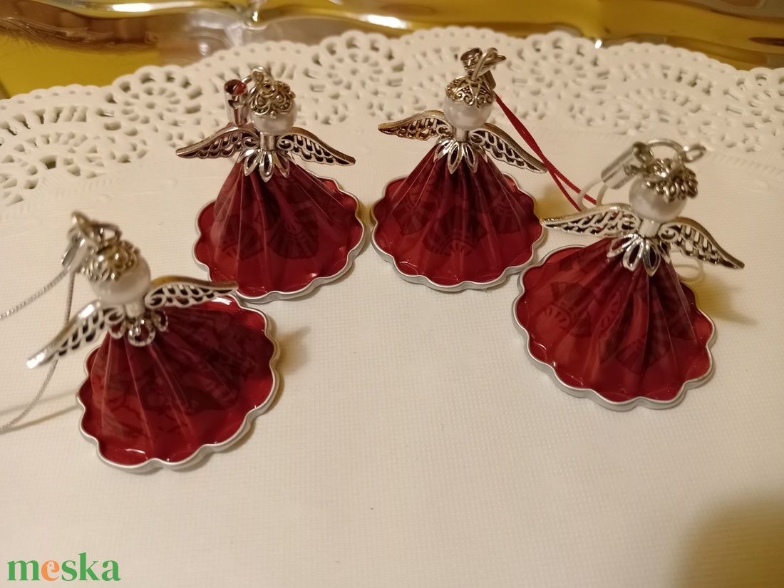 Karácsonyi angyalkák - kávékapszulából  - karácsony - karácsonyi lakásdekoráció - karácsonyi lakásdíszek - Meska.hu