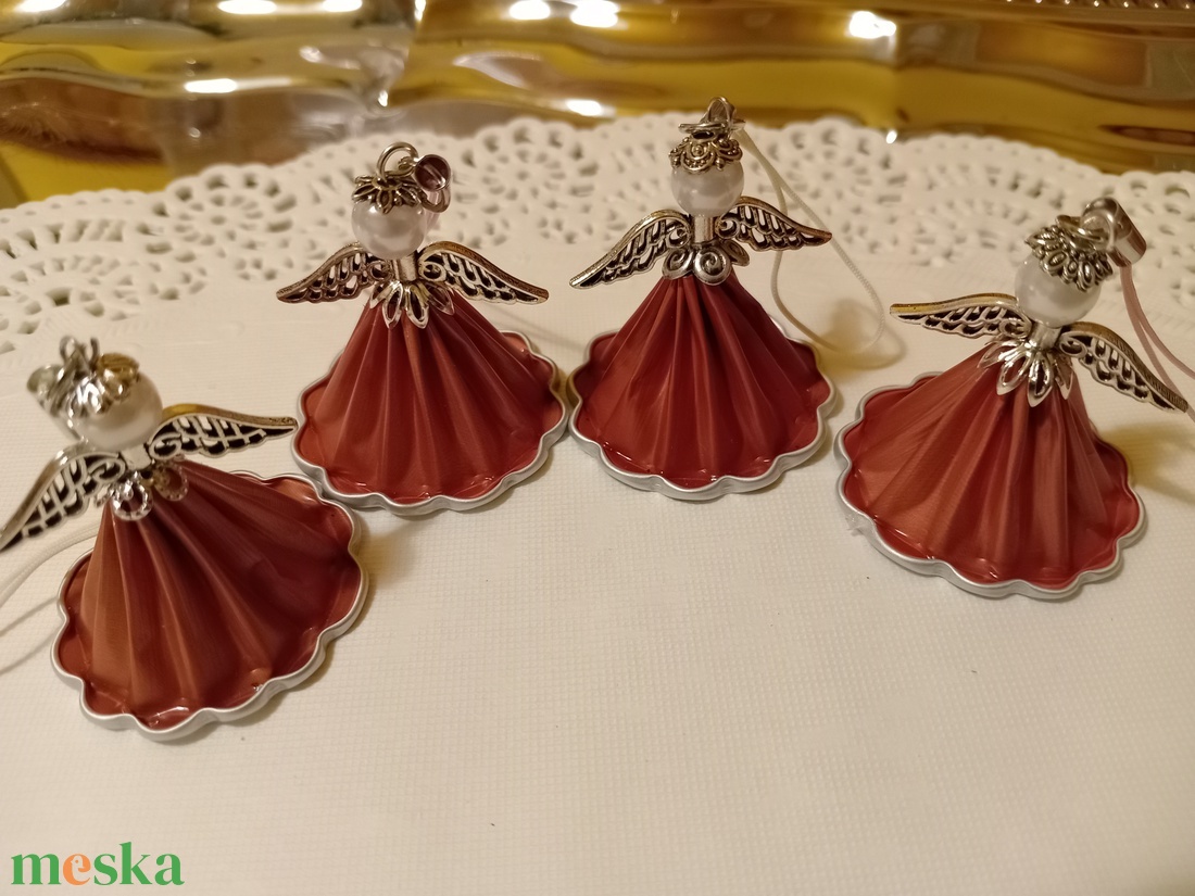 Karácsonyi angyalkák - kávékapszulából  - karácsony - karácsonyi lakásdekoráció - karácsonyi lakásdíszek - Meska.hu