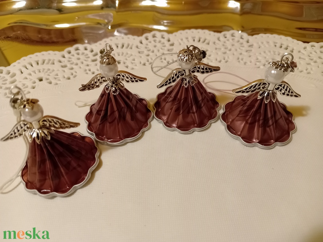 Karácsonyi angyalkák - kávékapszulából  - karácsony - karácsonyi lakásdekoráció - karácsonyi lakásdíszek - Meska.hu