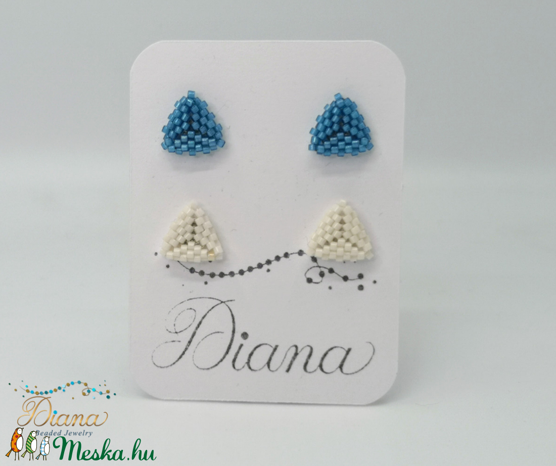 Ear candy fülbevaló szett - Kék és fehér - ékszer - fülbevaló - pötty fülbevaló - Meska.hu Ear candy fülbevaló szett - Kék és fehér - ékszer - fülbevaló - pötty fülbevaló - Meska.hu