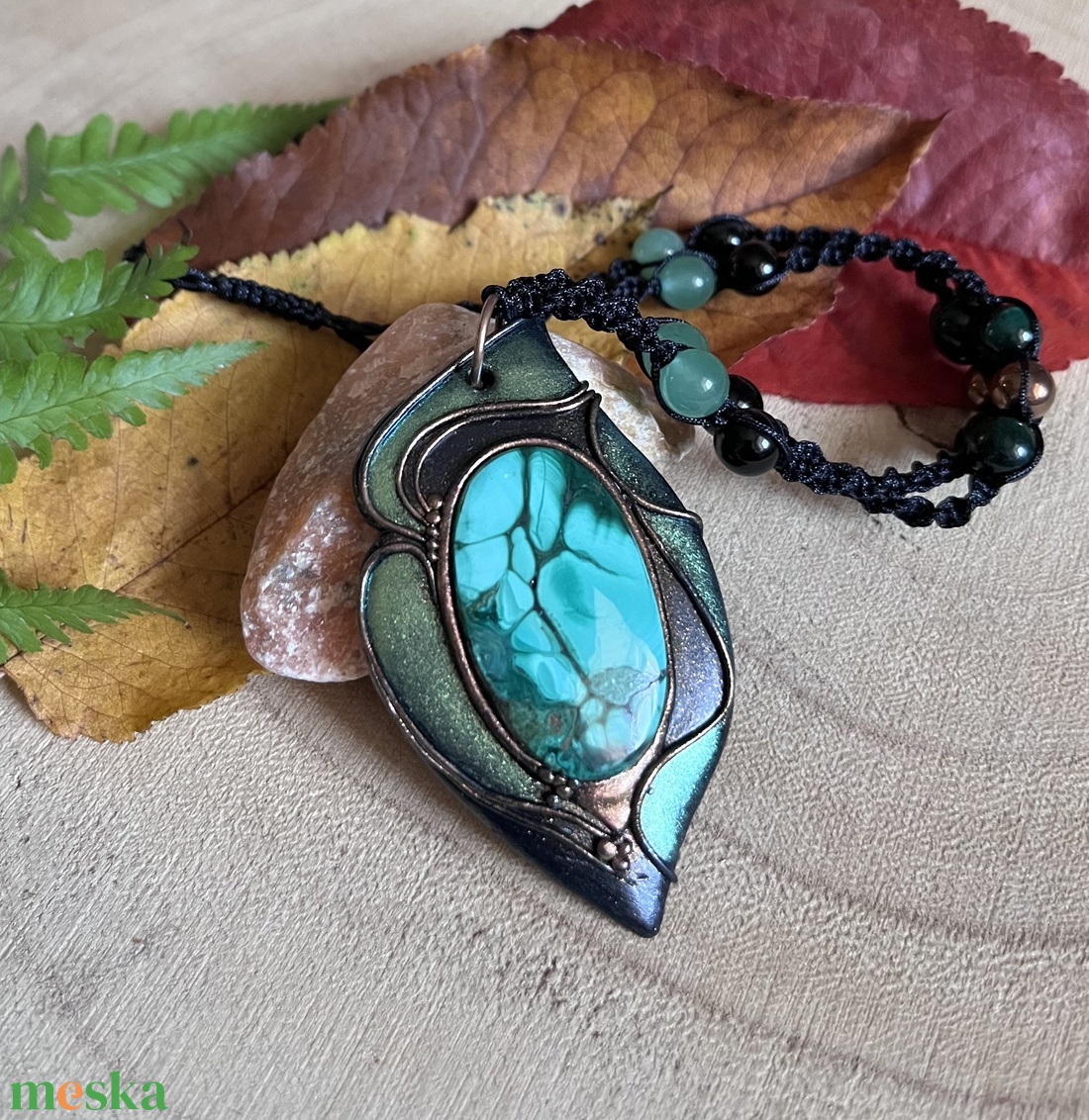 Malachit nyaklánc - ékszer - nyaklánc - medálos nyaklánc - Meska.hu