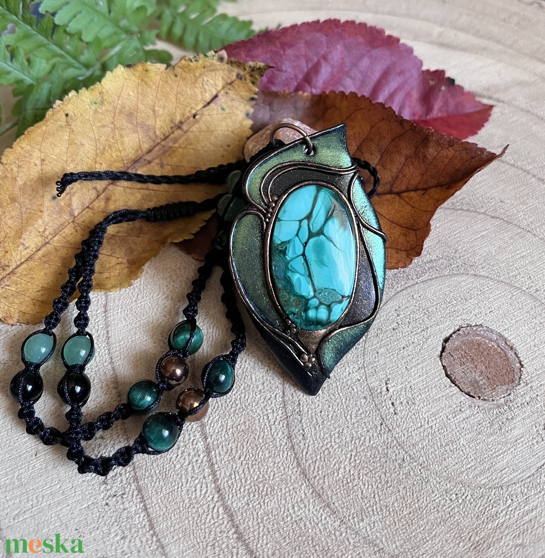Malachit nyaklánc - ékszer - nyaklánc - medálos nyaklánc - Meska.hu