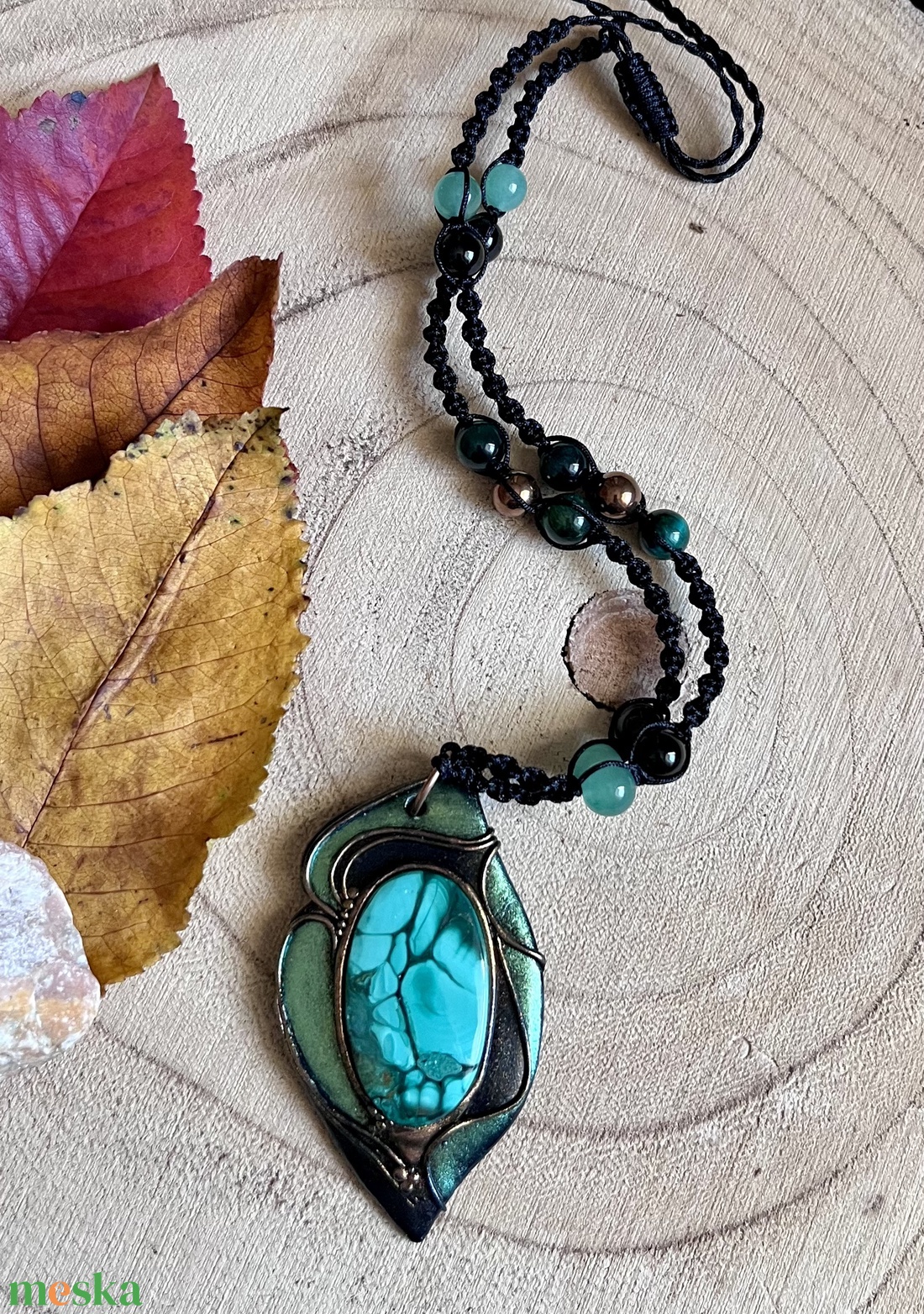 Malachit nyaklánc - ékszer - nyaklánc - medálos nyaklánc - Meska.hu