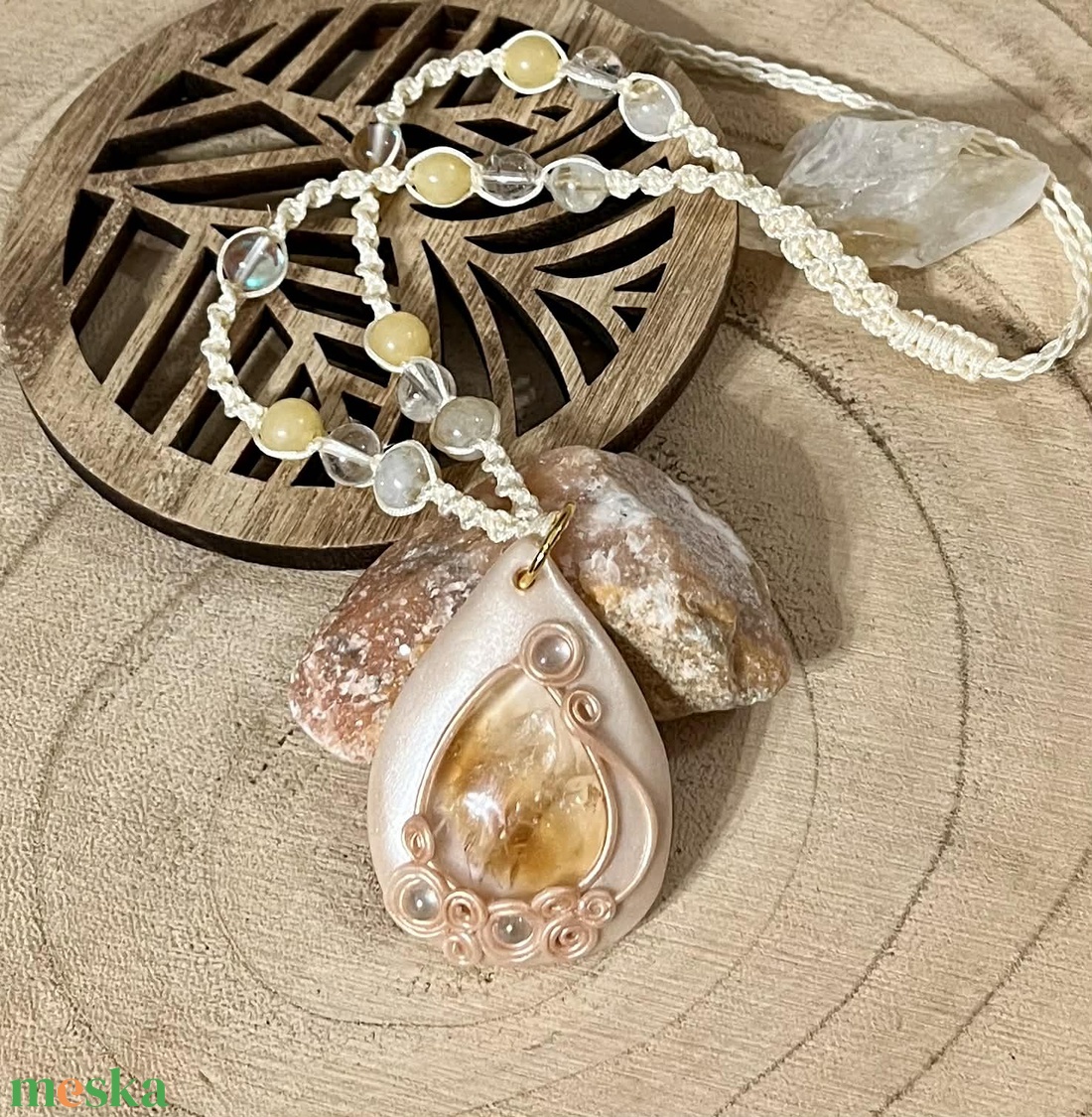 Citrin ásvány nyaklánc - ékszer - nyaklánc - medálos nyaklánc - Meska.hu