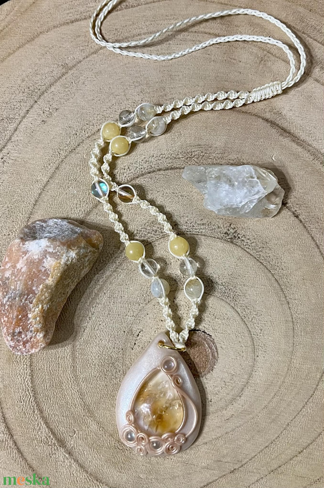 Citrin ásvány nyaklánc - ékszer - nyaklánc - medálos nyaklánc - Meska.hu