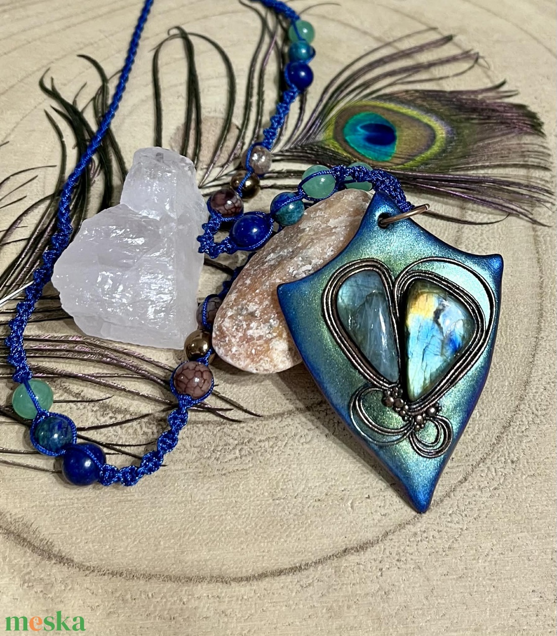 Labradorit ásvány nyaklánc - ékszer - nyaklánc - medálos nyaklánc - Meska.hu