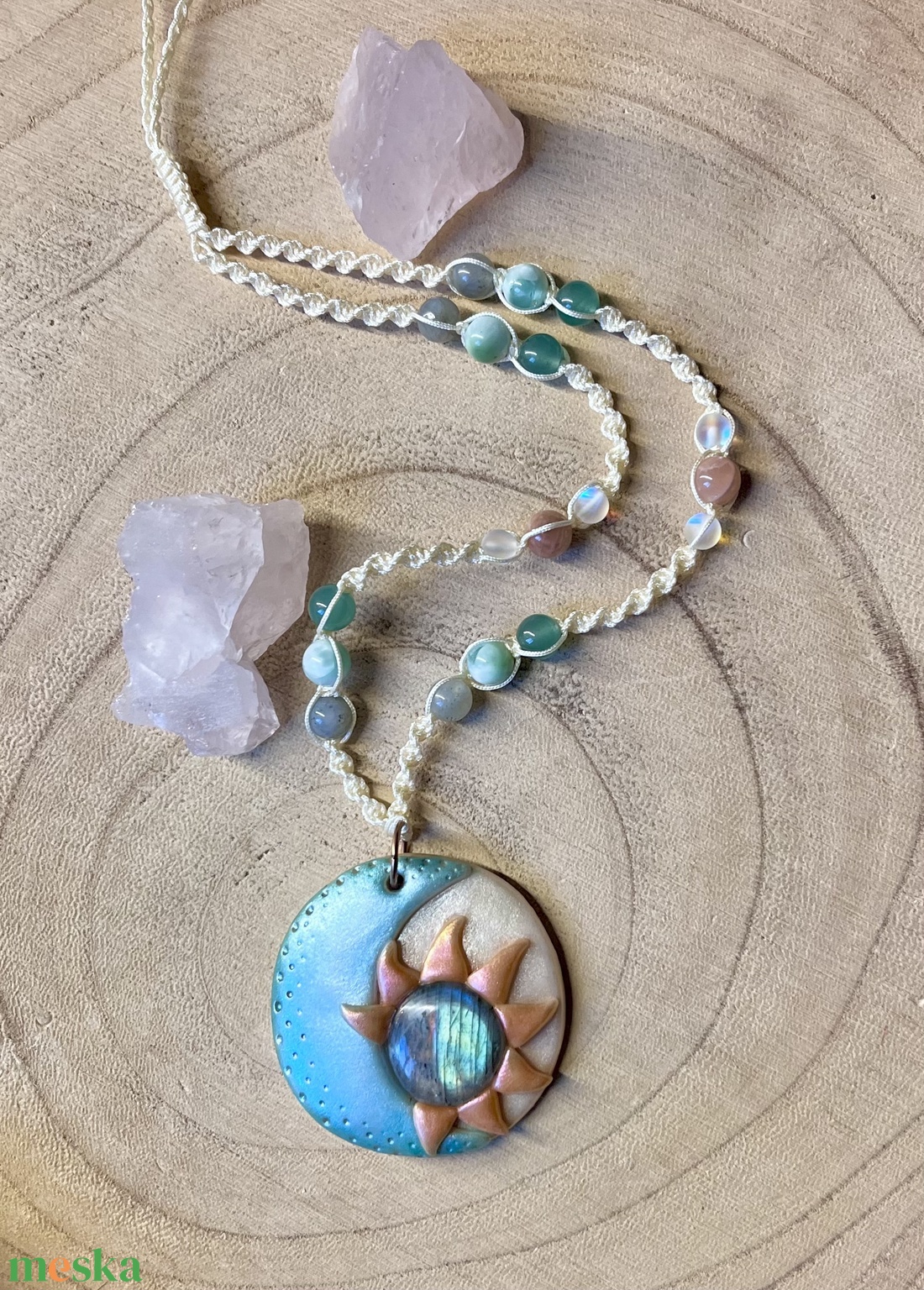 Nap-Hold labradorit nyaklánc  - ékszer - nyaklánc - medálos nyaklánc - Meska.hu