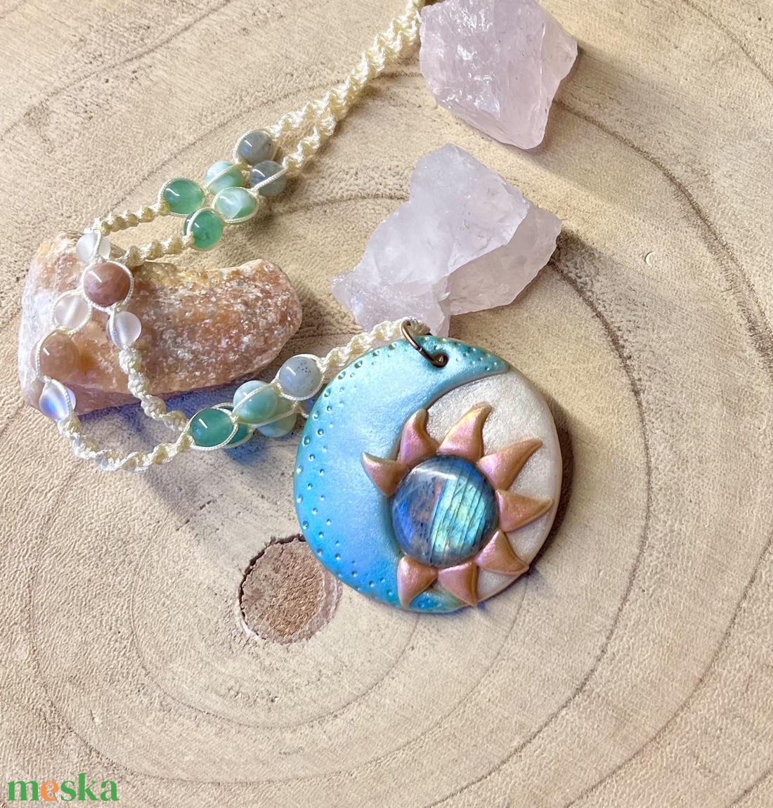 Nap-Hold labradorit nyaklánc  - ékszer - nyaklánc - medálos nyaklánc - Meska.hu