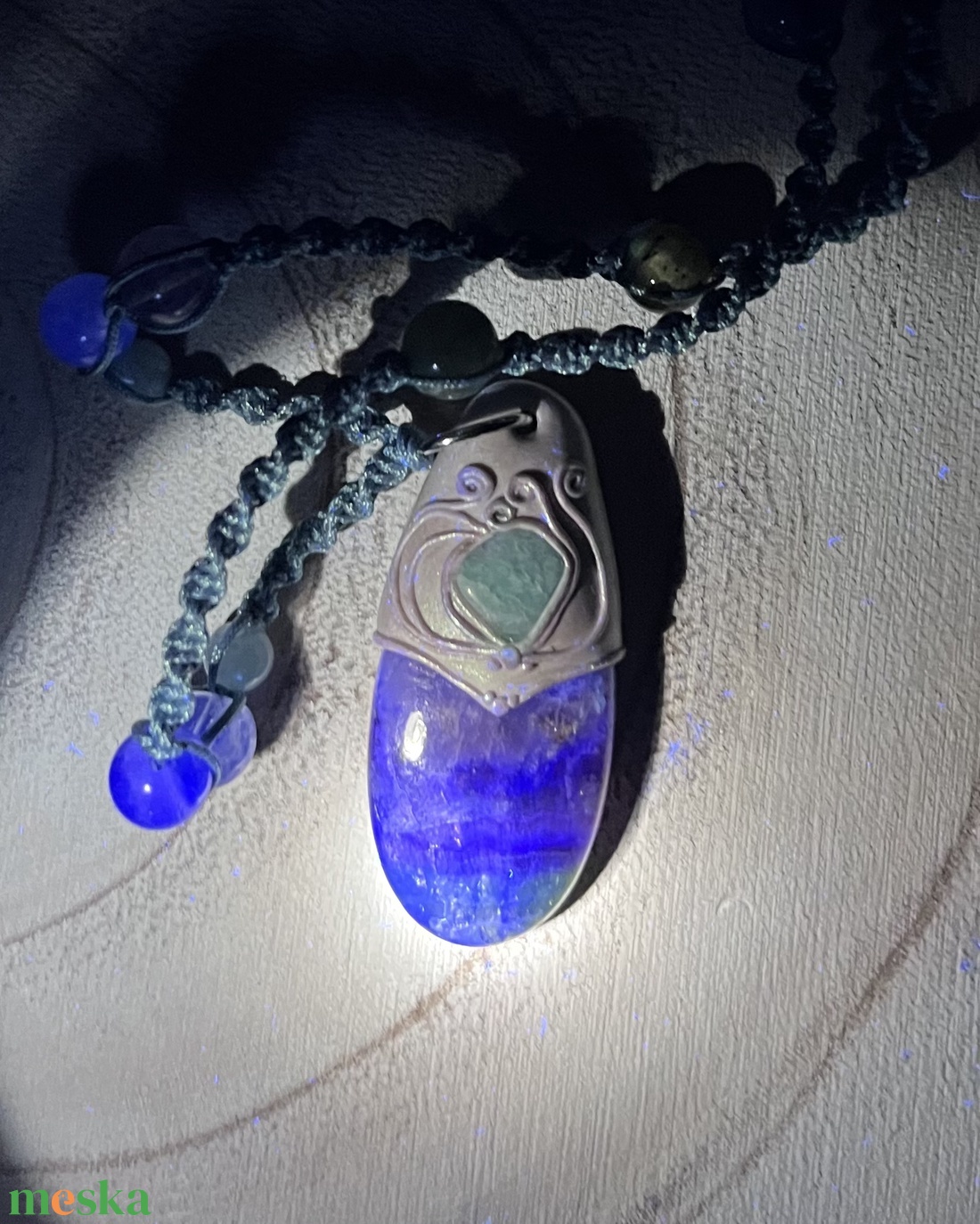 Fluorit nyaklánc amazonit díszítéssel - ékszer - nyaklánc - medálos nyaklánc - Meska.hu