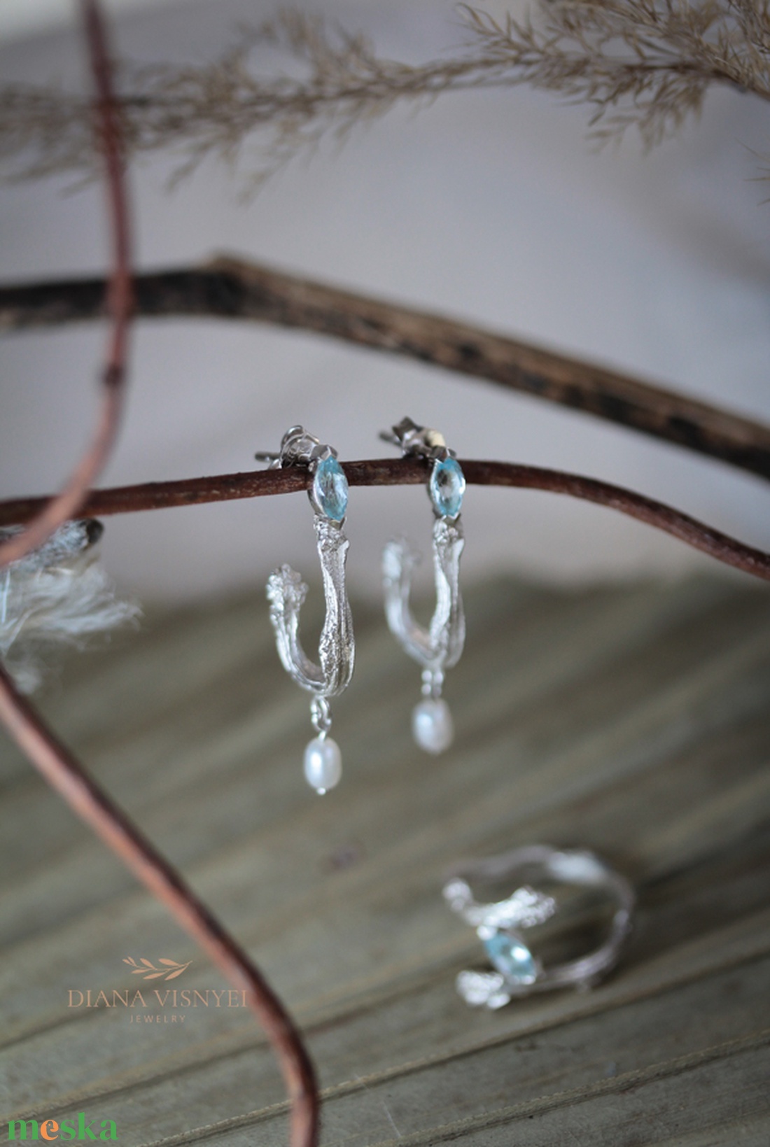 Lignum Folium Sky Blue Szett - esküvő - ékszer - ékszerszett - Meska.hu