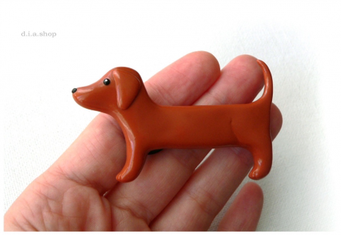 Tacskó, avagy Kifli a kajla kutya - hűtőmágnes  -  - Meska.hu