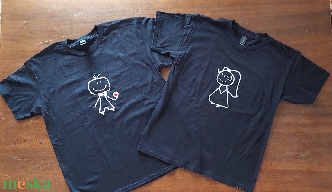 Hímzett páros póló gyerekeknek - ruha & divat - gyerekruha - póló - Meska.hu