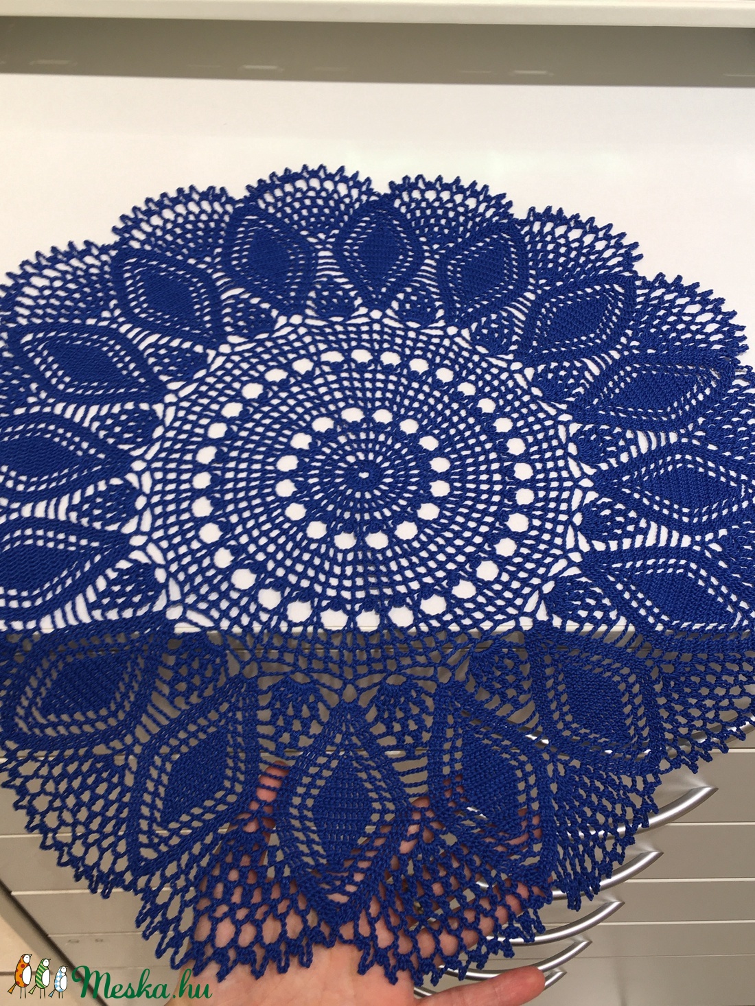 Kék horgolt kerek terítő - otthon & életmód - dekoráció - Meska.hu
