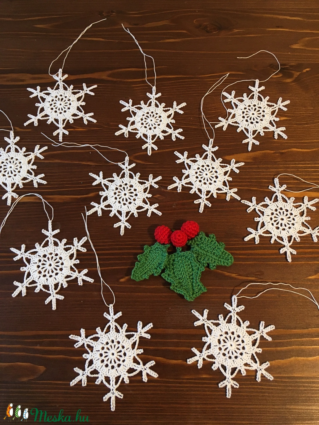 Horgolt hópehely  - karácsony - Meska.hu