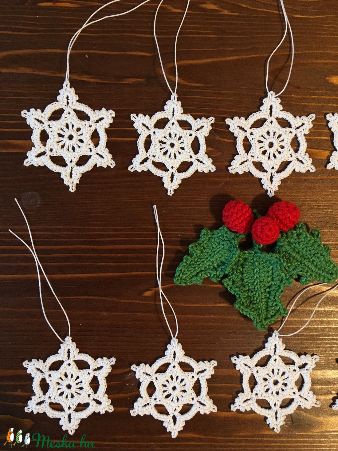 Horgolt hópehely  - karácsony - Meska.hu