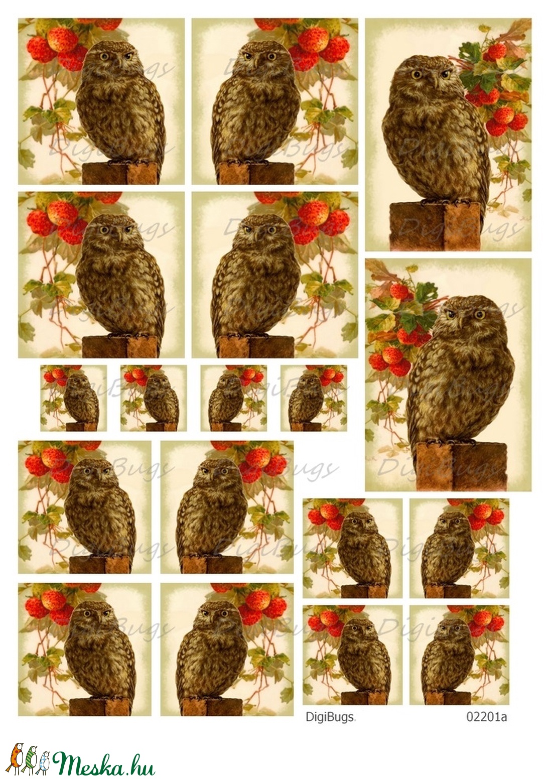 Kuvik - nyomtatható decoupage képek  - kellékek & szerszámok - papír - dekorációs papír - Meska.hu