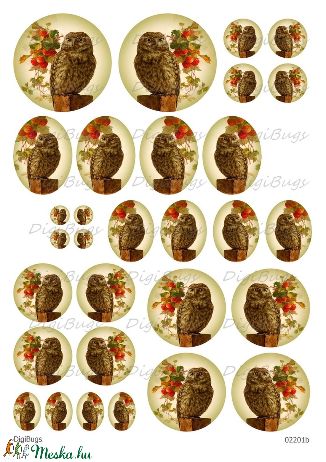 Kuvik - nyomtatható decoupage képek  - kellékek & szerszámok - papír - dekorációs papír - Meska.hu