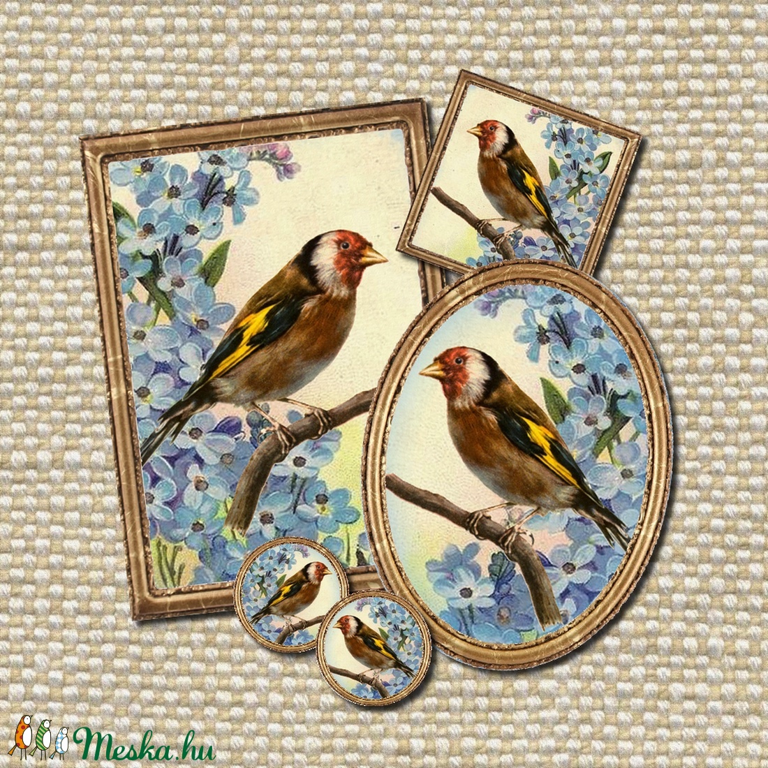 Tengelic nefelejcsekkel - nyomtatható decoupage-képek  - kellékek & szerszámok - papír - Meska.hu