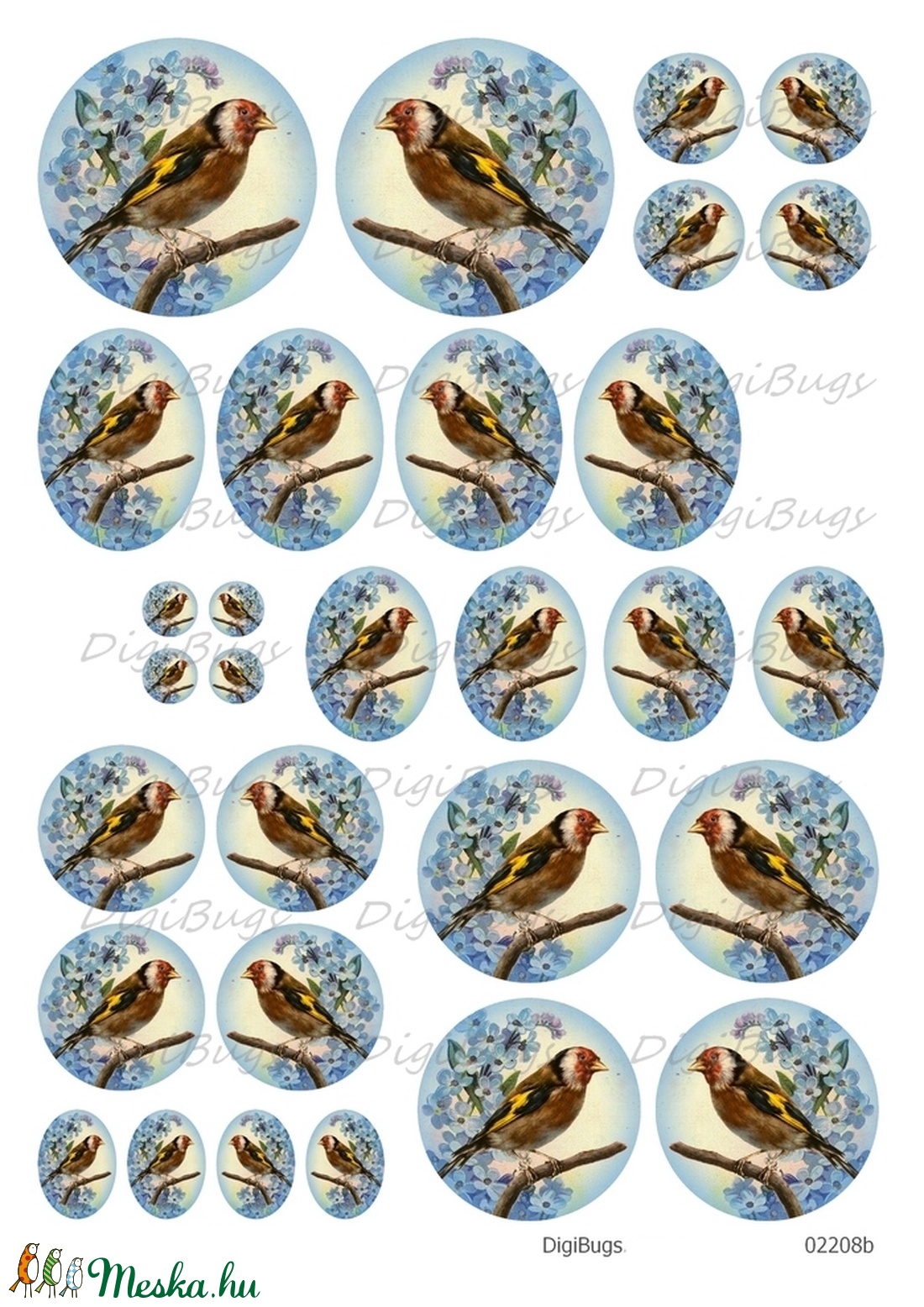 Tengelic nefelejcsekkel - nyomtatható decoupage-képek  - kellékek & szerszámok - papír - Meska.hu