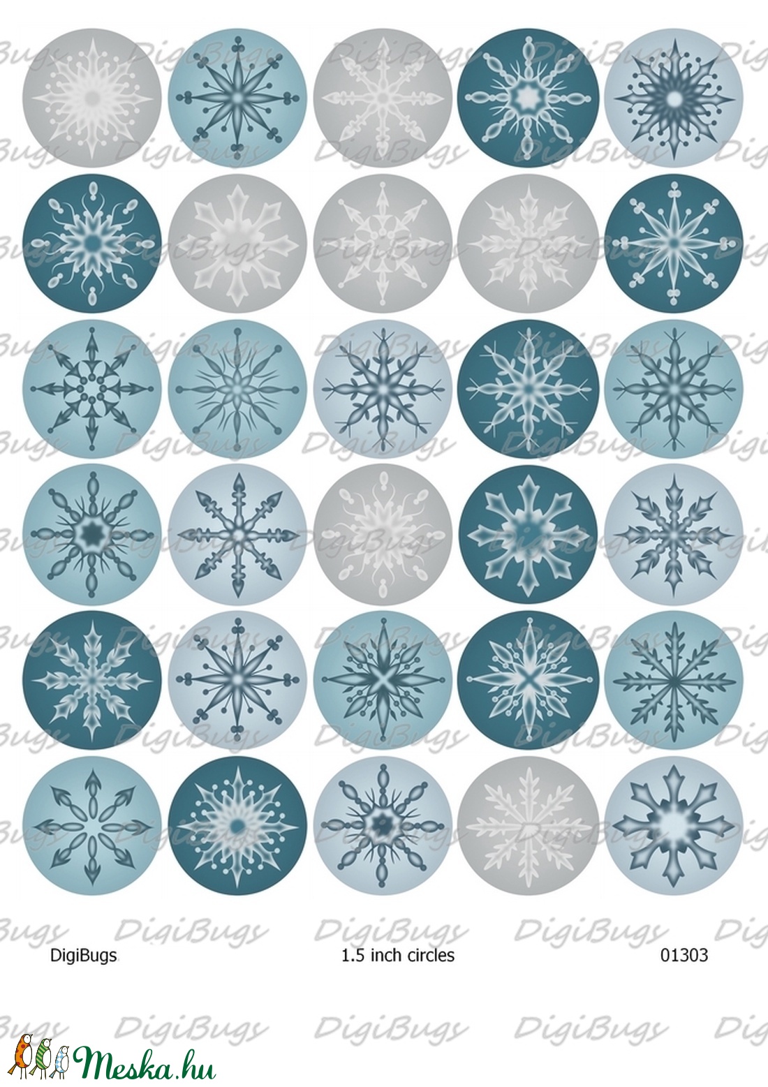 Hópelyhes körök - digitális képek ékszerkészítéshez  - kellékek & szerszámok - gyöngyfűzés kellékek - üveglencse - Meska.hu