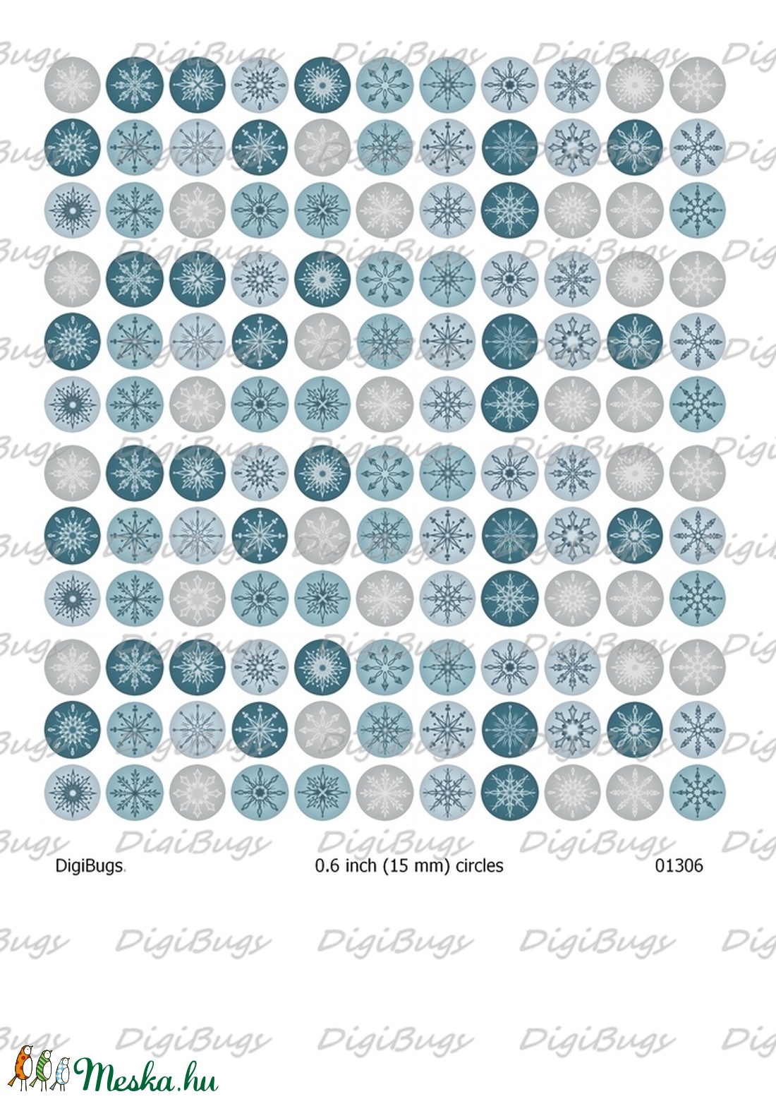 Hópelyhes körök - digitális képek ékszerkészítéshez  - kellékek & szerszámok - gyöngyfűzés kellékek - üveglencse - Meska.hu